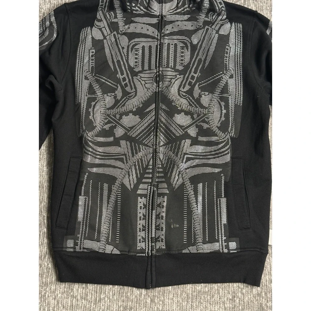 Social Collision Y2K Skeleton Robot Full Zip Hoodie Black Mall Goth Emo Cyber M